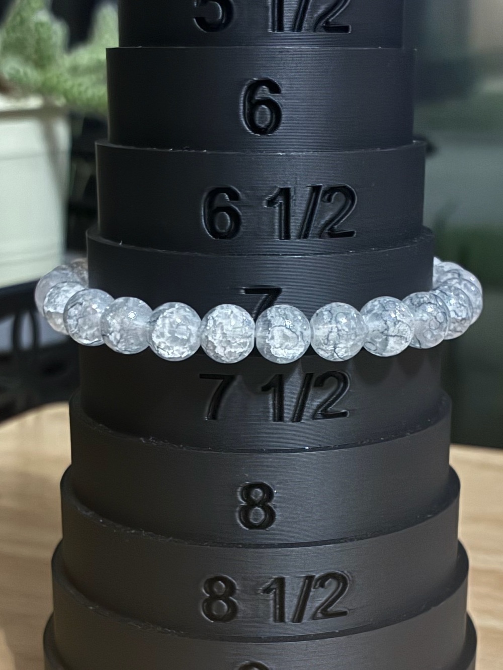 Clear Smokey Glass Beaded Stretch Bracelet - Crystal Look